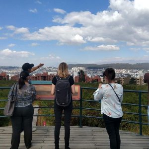 Spanish students learning about the history of Quito during cultural activities