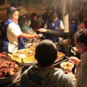 Street food vendor selling traditional ecuadorian food